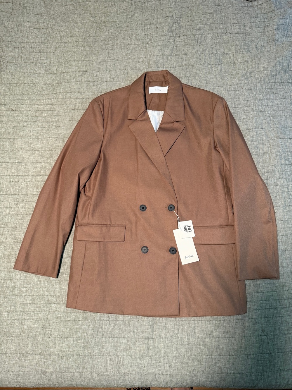 NWT Bershka Double-Breasted Brown Blazer